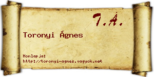 Toronyi Ágnes névjegykártya